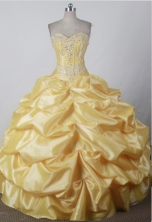 Sweet Ball Gown Sweetheart Floor-length Yellow Quincenera Dresses TD26005
