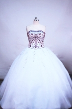 Sweet ball gown strapless floor-length embroidery with burgundy quinceanera dress FA-X-045