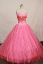  Beautiful Ball Gown Sweetheart-neck Floor-length Tulle Rose pink Quinceanera Dresses Style FA-W-204