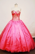  Beautiful Ball gown Sweetheart-neck Floor-length Organza Red Quinceanera Dresses Style FA-W-128