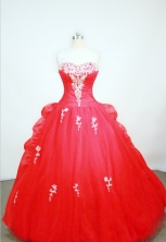  Cheap Ball gown Strapless Floor-length Red Quinceanera Dresses Style FA-W-055