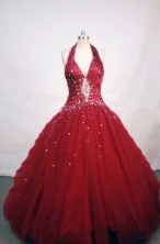  Elegant Ball Gown Halter Top Neck Floor-length Organza Quinceanera Dresses Style FA-W-019