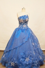  Elegant Ball gown Strapless Floor-length Organza Royal blue Quinceanera Dresses Style FA-W-122