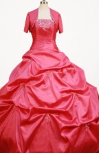  Low price Ball Gown Strapless Floor-length Taffeta Red Quinceanera Dresses Style FA-W-038