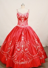  Modest Ball Gown Strap Floor-length Satin Red Quinceanera Dresses Style FA-W-0