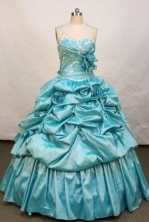  New Ball gown Strapless Floor-length Taffeta Teal Quinceanera Dresses Style FA-W-138