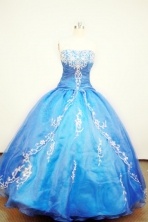  Popular Ball gown Strapless Floor-length Blue Quinceanera Dresses Style FA-W-081