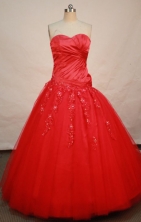  Popular Ball gown Strapless Floor-length Red Quinceanera Dresses Style FA-W-148