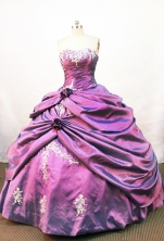  Popular Ball gown Strapless Floor-length Taffeta Purple Quinceanera Dresses Style FA-W-052