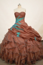  Romantic Ball gown Strapless Floor-length Organza Rust Red Quinceanera Dresses Style FA-W-164