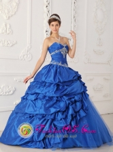   Valle de Chalco Solidaridad Mexico Blue A-Line Sapphire Appliques and Beading Decorate Gorgeous Quinceanera Dress For  Formal tyle QDZY157FOR