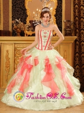 Almoloya de Juarez Mexico Wholesale Sweet 16 Multi-Color Quinceanera Dress With Sweetheart Neckline Organza for 2013 Quinceanera Style QDZY029FOR 