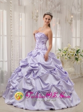 Celaya Mexico Summer Sweet Lilac Pick-ups and Appliques Sweet 16 Dress With Strapless Taffeta In Spring Style QDZY540FOR