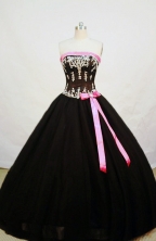 Cheap Ball Gown Strapless Floor-length Black Quinceanera Dresses Style FA-W-005