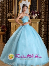 Coatzacoalcos Mexico Customize Aqua Blue For Beautiful Quinceanera Dress With Sweetheart Organza Beading ball gown Style QDZY356FOR