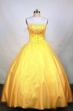 Cute Ball Gown Strapless Floor-length Tulle Yellow Quinceanera Dresses Style FA-W-012