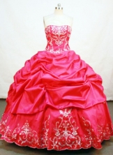 Elegant Ball Gown Strapless Floor-length Taffeta Red Quinceanera Dresses Style FA-C-025