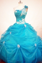 Exclusive Ball Gown One Shoulder Neck Floor-length Quinceanera Dresses Appliques  Style FA-Z-0229