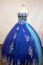Exquisite Ball Gown Strapless Floor-Length Blue Beading and Applqiues Quinceanera Dresses Style FA-S-149