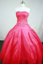 Exquisite Ball Gown Strapless Floor-Length Hot Pink Beading and Appiques Quinceanera Dresses Style FA-S-154