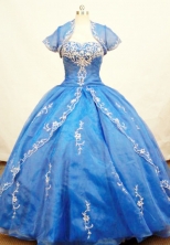 Gorgeous Ball Gown Strapless Floor-length Organza Blue Quinceanera Dresses Style FA-C-019