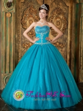 Guanajuato Mexico Brand New Teal and Sweetheart Beading Appliques Paillette For 2013 Quinceanera Style QDZY065FOR