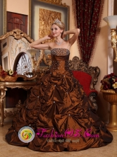 Lazaro Cardenas Mexico Princess Sweetheart Taffeta Beaded Beaded Pick-ups for 2013 Spring Quinceanera Style QDZY051FOR