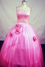Lovely Ball Gown Strapless Floor-Length Hot Pink Beading and Appliques Quinceanera Dresses Style FA-S-182
