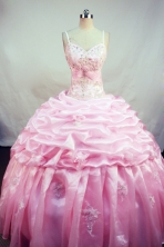 Lovely Ball Gown Straps Floor-Length Baby Pink Beading and Appliques Quinceanera Dresses Style FA-S-164