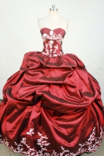 Luxurious Ball Gown Strapless Floor-Length wine Red Beading and Appiques Quinceanera Dresses Style FA-S-158