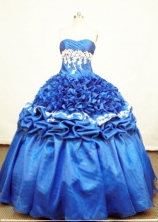 Luxurious Ball Gown Strapless Floor-length Taffeta And Organza Blue Quinceanera Dresses Style FA-C-008