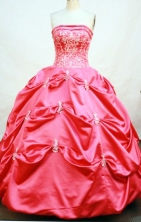 Modest Ball Gown Strapless Floor-length Taffeta Quinceanera Dresses Style FA-C-013