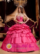 Monclova Mexico Stylish Pretty Hot Pink Appliques Quinceanera Dress With Ruffles Sweetheart Ball Gown  For Winter Style QDZY154FOR