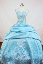 Popular Ball Gown Strapless Floor-Length Blue Beading and Appiques Quinceanera Dresses Style FA-S-156