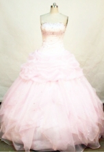 Pretty Ball Gown Strapless Floor-length Organza Baby Pink Quinceanera Dresses Style FA-C-010