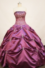 Pretty Ball gown Strapless Floor-length Taffeta Fuchsia Quinceanera Dresses Style FA-W-162