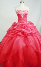 Roamntic Ball Gown Sweetheart Neck Floor-Length Hot Pink Beading and Appliques Quinceanera Dresses Style FA-S-161