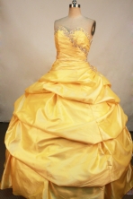 Unique Ball Gown Sweetheart Neck Floor-Length Gold Beading Quinceanera Dresses Style FA-S-169 