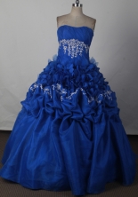 Beautiful Ball Gown Strapless Floor-length Blue Quinceanera Dress LJ2613 
