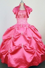 Brand New Ball Gown Strapless Floor-Length  Hot Pink Beading and Applqiues Quinceanera Dresses Style FA-S-315