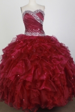 Brand New Ball Gown Strapless Floor-length Wine Red Quinceanera Dress X0426029