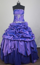 Classical Ball Gown Strapless Floor-length Blue Quinceanera Dress LZ426022 