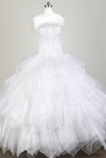Classical Ball Gown Strapless Floor-length White Quinceanera Dress X0426078