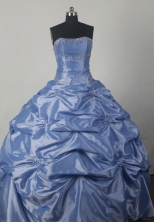 Cute Ball Gown Strapless Floor-length Blue Quinceanera Dress X042608