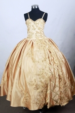 Cute Ball Gown Straps Floor-length Gold Quinceanera Dress Y042621