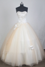 Elegant Ball Gown Strapless Floor-length Champagne Quinceanera Dress LZ426024
