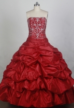 Elegant Ball Gown Strapless Floor-length Red Quincenera Dresses TD260064