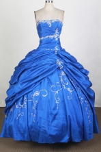 Elegant Ball Gown Strapless Floor-length Royal Blue Quinceanera Dress LHJ42703