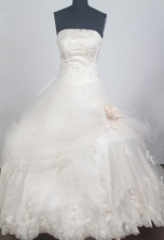 Elegant Ball Gown Strapless Floor-length White Quinceanera Dress LZ426064