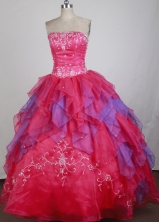 Exclusive Ball Gown Strapless Floor-length Red Quinceanera Dress LZ426014